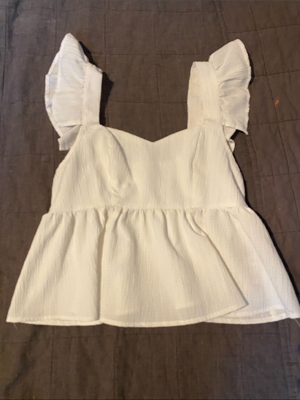 White Ruffled Peplum Tank Top